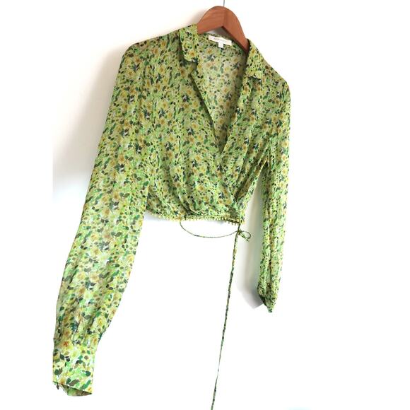 FAVORITE DAUGHTER Lover Floral Chiffon Wrap Crop Top Neiman Marcus S $188 - Picture 4 of 14